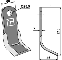 Couteau-Y pour broyeur 213x60mm LAGARDE adaptable - Blacksteel©