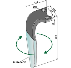 Dent Droite pour herses rotatives RABE 8411.62.07 adaptable 