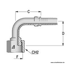Pressnippel Bogen 90° DN25IL1716ORFSIG90 Alfagomma