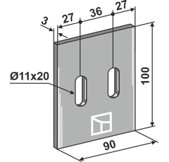 Racloir métallique 100 x 80 mm pour rouleau packer SICMA adaptable