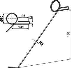Griffe gauche 400 x 13 mm pour bineuse adaptable - BlackSteel©