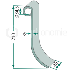 Fléau pour broyeur 210x40mm AGROMETadaptable 