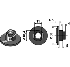 Écrou Ø 18,4 mm M10x1,5 adaptable - BlackSteel©