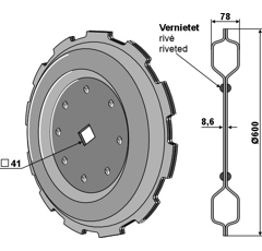 Walzring 600 GEZAHNT FÜR WELLE 40-VK Ø 600 mm QUIVOGNE RFT60705 Nachbau
