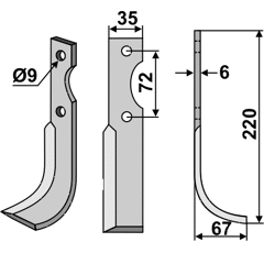 Fräsmesser Rechts 220 x 35 Casorzo CAS06R Nachbau