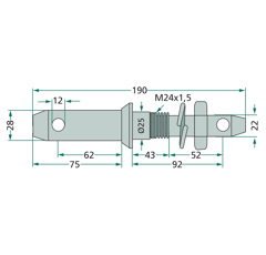 Piton catégorie 2-1 - Ø 28 mx 190 mm adaptable
