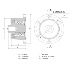 Palier 6 trous pour déchaumeur à disque KUHN H2233060 adaptable