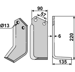 Fräsmesser Rechts 220 x 90 Howard Nachbau