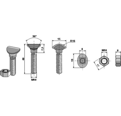 Planetenkopfschraube 40 mm Nachbau
