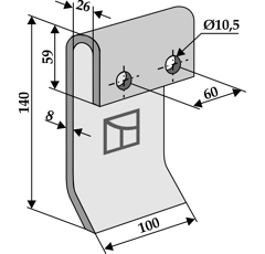 Fléau pour broyeur 140 x 100 mm GILBERS G802029 adaptable  - BlackSteel©