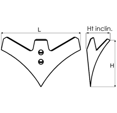 Soc de bineuse triangulaire 400 x 6 mm 2 trous adaptable