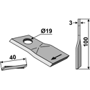 KM-Klinge rechts 100x40x3 Loch 19 mm 80190 B.C.S. Nachbau 