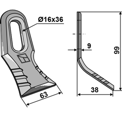 Couteau-Y pour broyeur 99x55mm adaptable - Blacksteel©