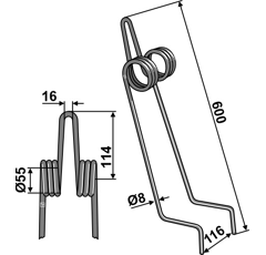 Griffe Ø8mm pour semoir KUHN K300790 adaptable - Blacksteel©