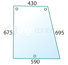 Vitre latérale droite pour machine agricole CASE IH 248719A1 adaptable