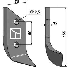 Couteau droit pour broyeur DONDI 607041 adaptable - Blacksteel©