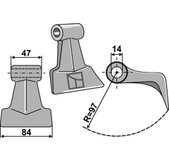 Marteau pour broyeur 84x47mm AGRIMASTER 3009799 Adaptable Blacksteel©