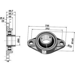 Palier de serrage ovale UCFL 60 mm adaptable - BlackSteel©