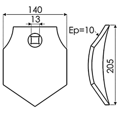 Pointe pour déchaumeur RAZOL 1585CA adaptable