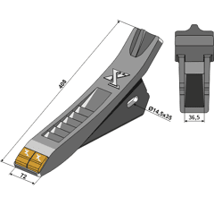 Pointe carbure 408 mm pour décompacteur ALPEGO E0510S adaptable