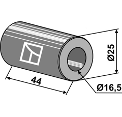 Espaciador 44x16,5 para trituradora  TWOSE adaptable - Blacksteel©