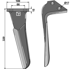 Dent gauche pour herse rotative EMY-ELENFER 2901270 adaptable - BlackSteel©