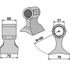 Marteau pour broyeur 70x60mm SEPPI 194.02.025 Adaptable Blacksteel©