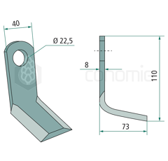 Couteau-Y pour broyeur 110x40mm CLEMENS adaptable 