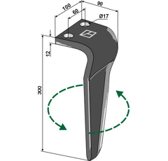 Dent gauche 300 mm pour herse rotative MASCHIO 36100211|V05590 adaptable - BlackSteel©