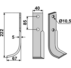 Fräsmesser Links 222 x 40 M.A.B Bocchini Nachbau