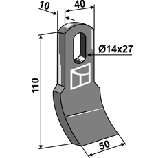 Fléau pour broyeur 110x40mm HYMACH  adaptable - Blacksteel©