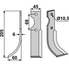 Fräsmesser Links 205 x 45 Benassi Nachbau