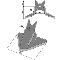 Kockerling - 506055 - Soc patte d'oie  - 320x10 mm - BlackSteel ©