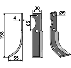 Fräsmesser Links 198 x 30 Benassi Nachbau
