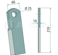 Couteau droit pour broyeur 210x60mm LAGARDE adaptable 