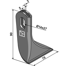 Fléau pour broyeur 90x70mm PERUZZO 7020083 adaptable - Blacksteel©