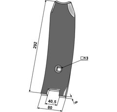 Versoir central 292 mm pour déchaumeur KERNER 10-92.345 adaptable