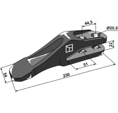 Dent à fourche pour chargeur JCB 531.03205 adaptable - Blacksteel©