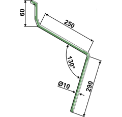 Griffe Ø10mm gauche pour semoir AMAZONE 3753300 adaptable