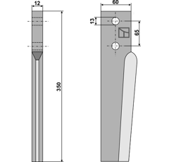 Dent droite pour herse rotative BREVIGLIERI adaptable - Blacksteel©