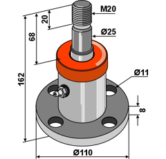 Palier de disque 110-25 mm pour cultivateur adaptable