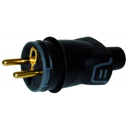 Fiche electrique mâle 16 A caoutchouc 2p+t sortie droite