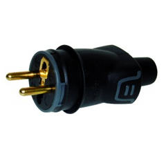Fiche electrique mâle 16 A caoutchouc 2p+t sortie droite