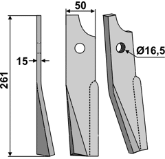 Rotorzinken,  A Links 261 x 50 Kuhn Nachbau