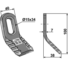 Couteau-Y pour broyeur 100x40mm NOREMAT 103058 adaptable - Blacksteel©