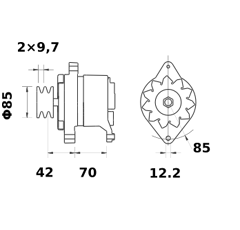 Lichtmaschine für Traktoren MAHLE LETRIKA IA0330 14V 65A
