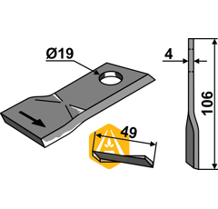 Couteau gauche pour faucheuse NIEMEYER 570683 adaptable - Blacksteel©