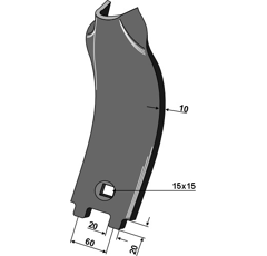 Leitblech 15 x 15 mm für Grubber QUIVOGNE – Nachbau  