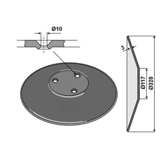 Disque lisse Ø320x3 mm pour semoir AMAZONE 962292 adaptable