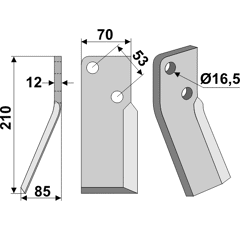 Rotorzinken,  A Links 210 x 70 Massano Nachbau